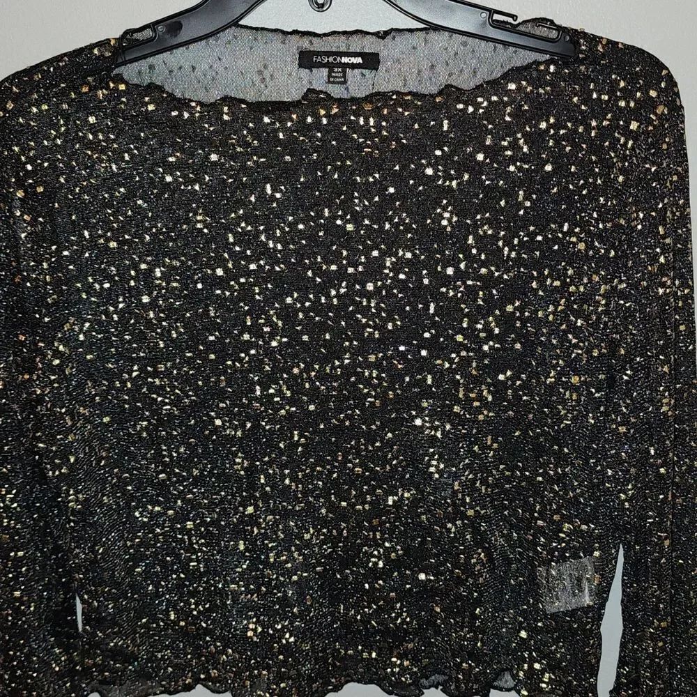 Sheer gold & black top